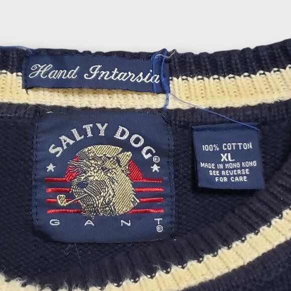 Vtg Salty Dog Gant Argyle Golf Pullover
 Sweater Sz XL Grandpa 90s Cosby Preppy - Picture 5 of 12